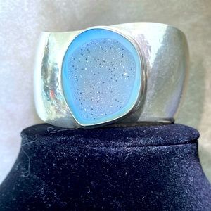 Sterling Silver Druzy Quartz (Genuine Stone).